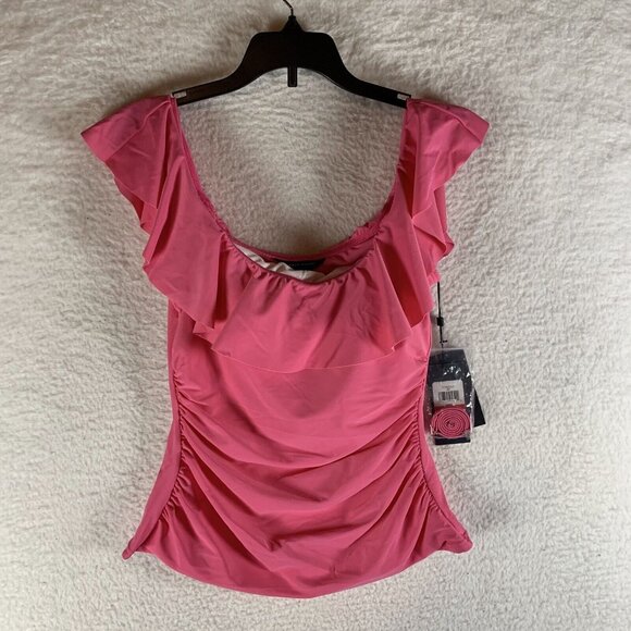 Tommy Hilfiger Tankini Women's XS Pink Ruched Off-the-Shoulder Detachable Straps - Picture 1 of 7